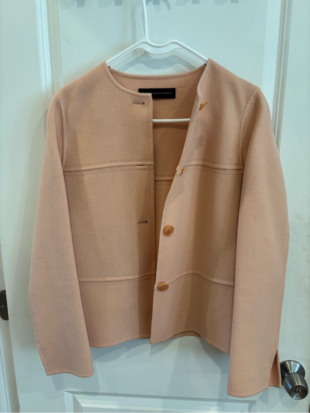 Dana Buchman Blush Pink Collarless Wool Jacket